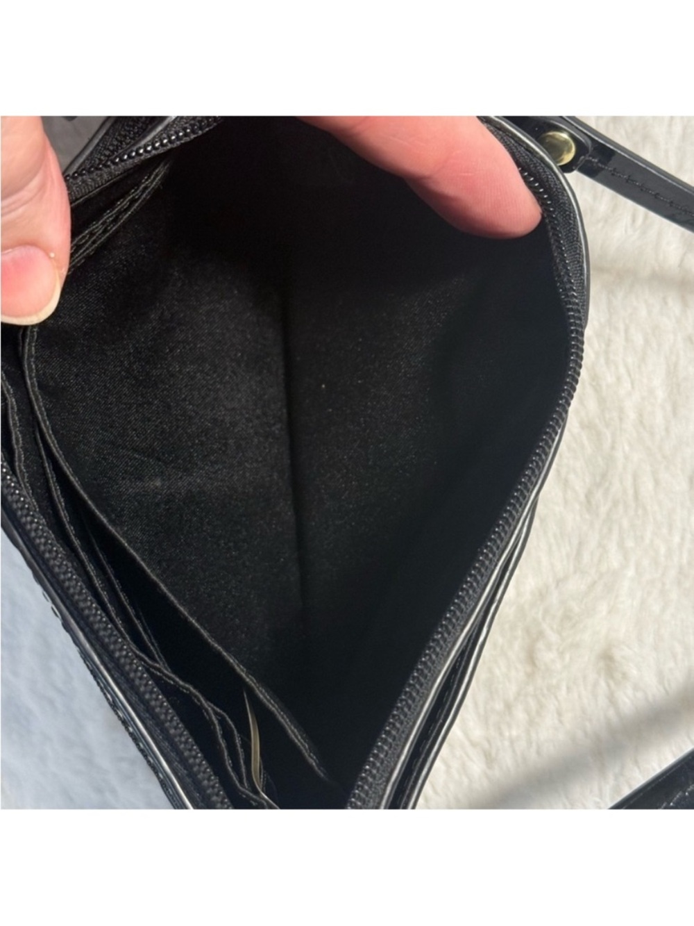 Coach Black Patent Leather Wristlet with Gold-Tone Logo - Picture 7 of 7